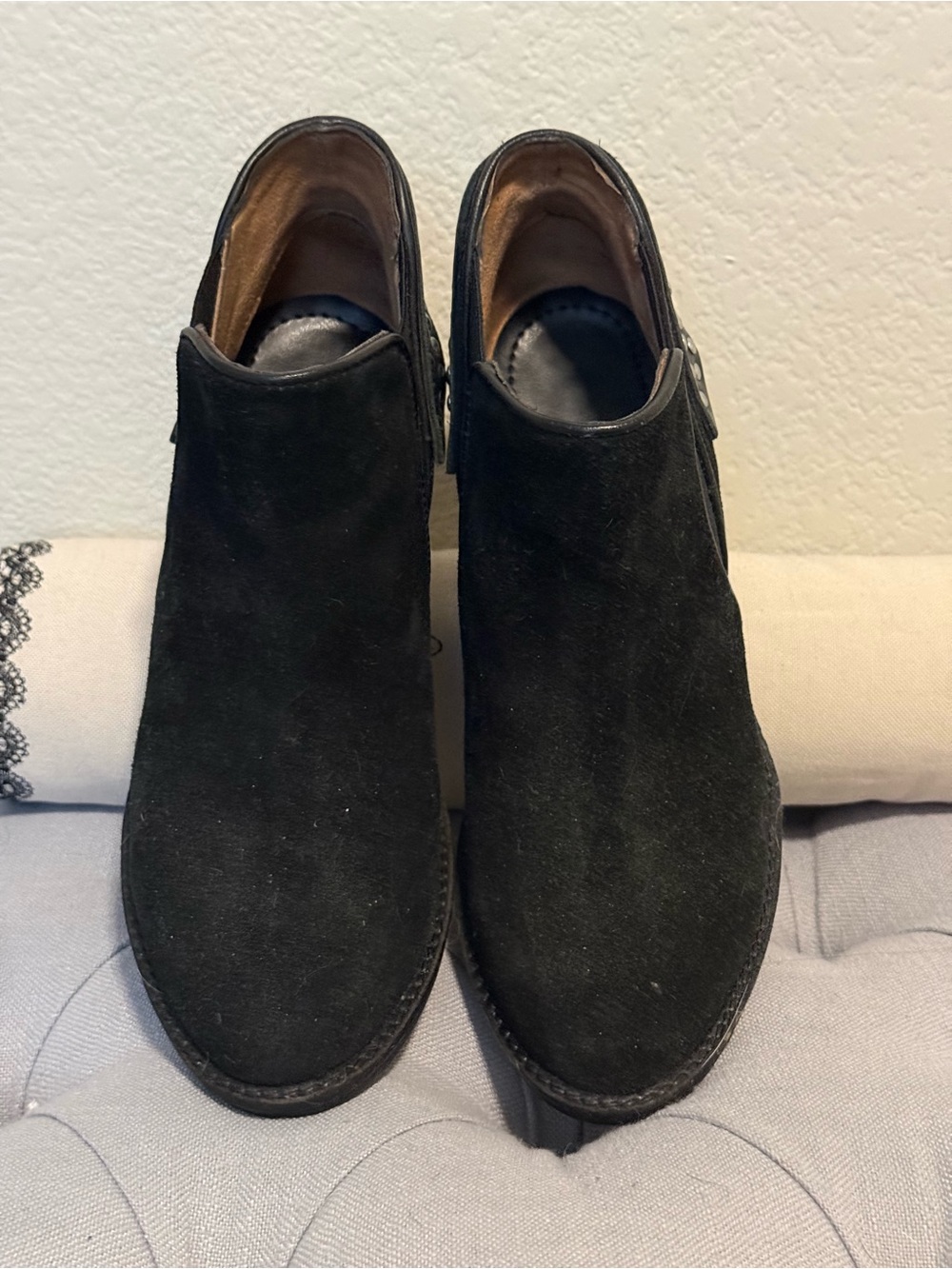 Jeffrey Campbell Black Suede Ankle Booties with Studs